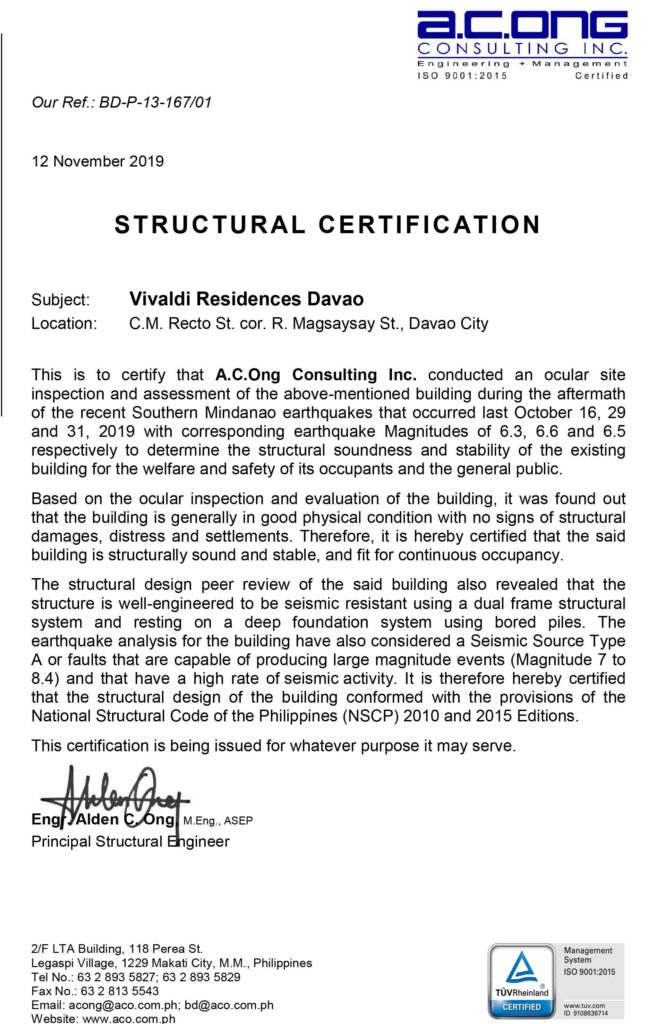 Microsoft Word - Certification 01 - Vivaldi Residences Davao - 1